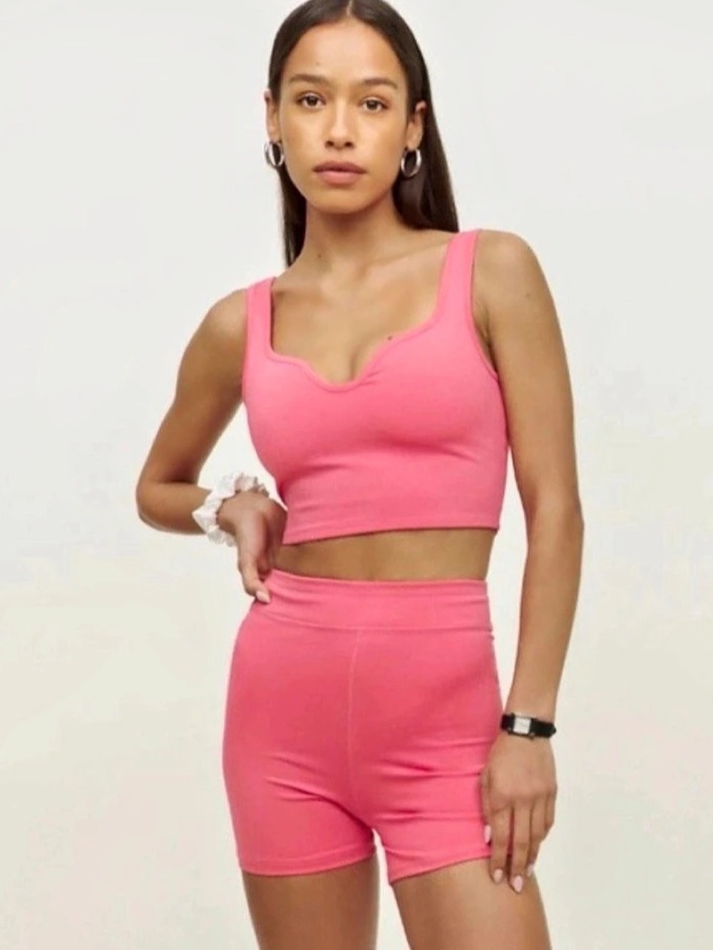 Reformation Comove Pink Crop Top & Shorts Set Size Small Like New